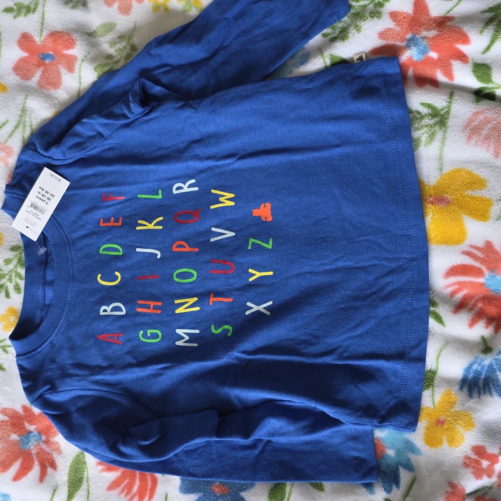 GAP Blue Alphabet Long Sleeve Tee